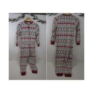 One Piece Union Suit Fleece Pajamas size 7 / 8 Holiday Print